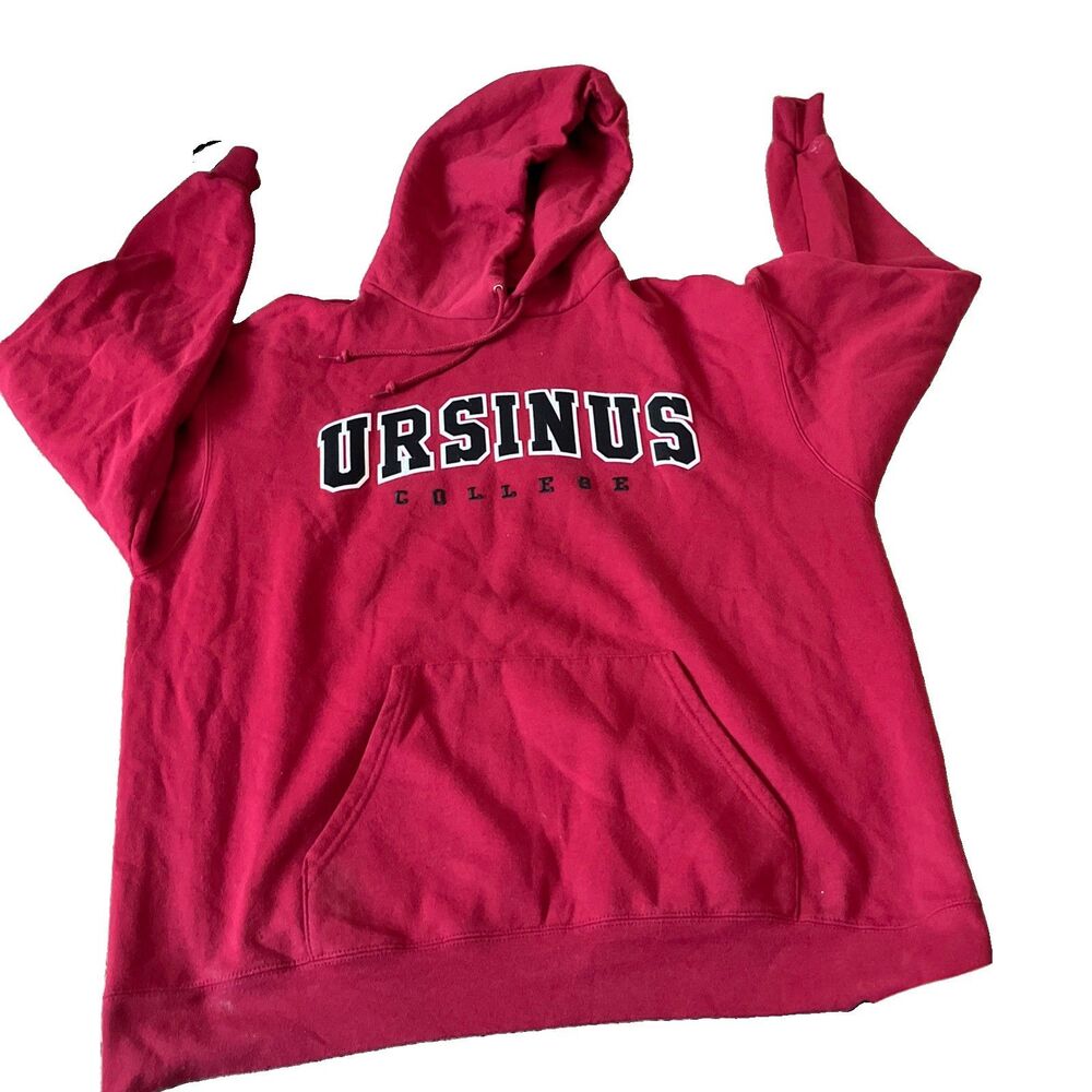 Ursinus College Hoodie Extra Large Red Pullover Sweatshirt Champion Eco Fleece
